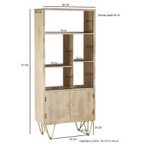 Dhort Wooden Bookcase In Natural With 2 Doors 5 Shelves