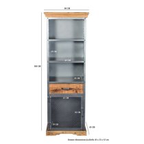 Metapoly Industrial Bookcase In Acacia With 1 Door 1 Drawer