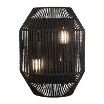 Wicker 2 Lamp Wall Light In Matt Black