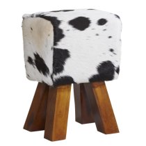 Phaet Faux Leather Cowhide Stool In Dark