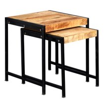 Clio Industrial Wooden Nest Of 2 Tables In Oak