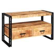 Clio Industrial Wooden TV Stand In Oak With 2 Drawers