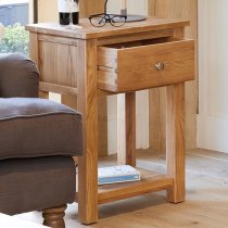 Fornatic Wooden Lamp Table In Mobel Oak With 1 Drawer