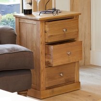 Fornatic Wooden Lamp Table In Mobel Oak With 3 Drawers