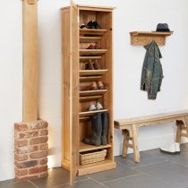 Fornatic Tall Wooden Shoe Storage Cabinet In Mobel Oak