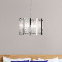 Alexandra 5 Pendant Light In Satin Silver With Aquatex Glass