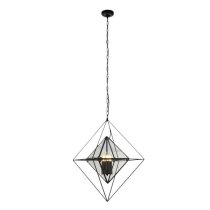 Diamond 3 Pendant Light In Black With Clear Glass