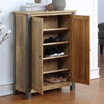 Nebura Small Wooden Shoe Storage Cabinet In Reclaimed Wood