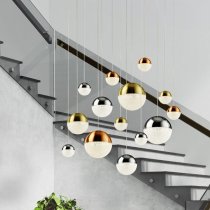 Planets Wall Hung 14 Multi Drop Balls Pendant Light In Chrome