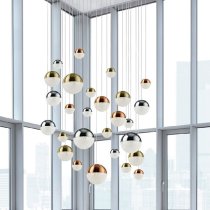 Planets Wall Hung 27 Multi Drop Balls Pendant Light In Chrome