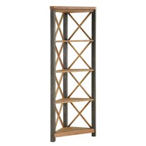 Nebura Large Corner Wooden Bookcase In Reclaimed Wood