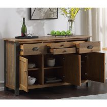 Nebura Sideboard In Reclaimed Wood With 3 Doors And 4 Drawers