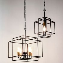 Crate 4 Pendant Light In Matt Black With Bronze Lamp Holder