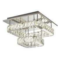 Flush LED 2 Tier Ceiling Light In Chrome With Crystal Glass