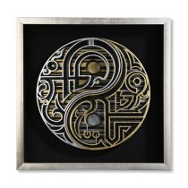 Dao Glass 3D Yin-Yang Look Wall Art In Silver Wooden Frame