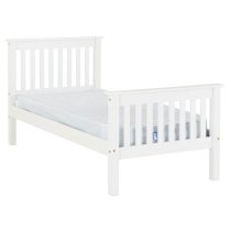 Merlin Wooden High Foot End Single Bed In White