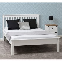 Merlin Wooden Low Foot End King Size Bed In White