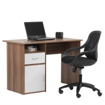 Cabrini Computer Work Station In Walnut And White With 1 Door