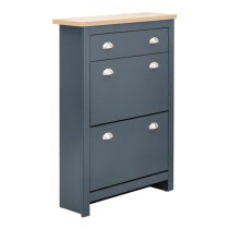 Loftus Shoe Storage Cabinet In Slate Blue And Oak