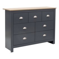 Loftus Wooden Chest Of Drawers Wide In Salte Blue And Oak