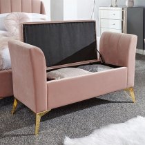 Pulford Velvet Upholstered Ottoman Storage Bench In Blush Pink