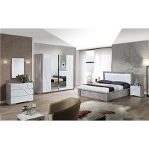 Namilon Bedroom Mirror In Grey Marble Effect Wooden Frame