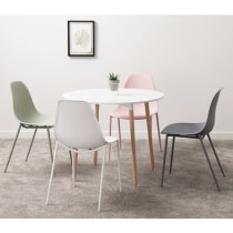 Laggan Green Plastic Dining Chairs With Metal Legs In Pair