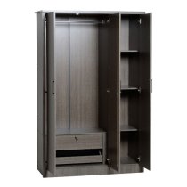 Laggan Mirrored Wardrobe In Black Wood Grain With 3 Doors