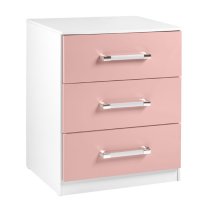 Ingrid 3Pc Bedroom Furniture Set In White And Pink High Gloss