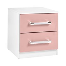 Ingrid 3Pc Bedroom Furniture Set In White And Pink High Gloss