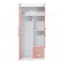 Ingrid 3Pc Bedroom Furniture Set In White And Pink High Gloss