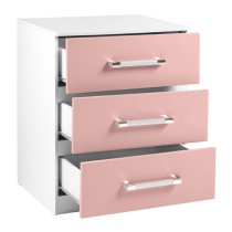 Ingrid 3Pc Bedroom Furniture Set In White And Pink High Gloss