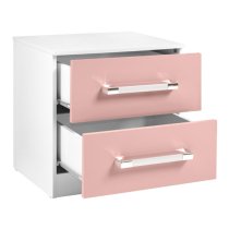 Ingrid 3Pc Bedroom Furniture Set In White And Pink High Gloss