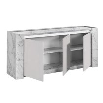 Attoria LED Wooden Sideboard In White Marble Effect