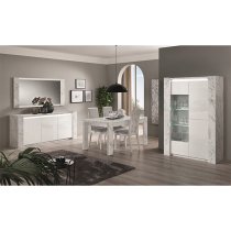 Attoria Large Wooden Dining Table In White Marble Effect