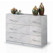 Mayon Wooden Chest Of Drawers In White Marble Effect