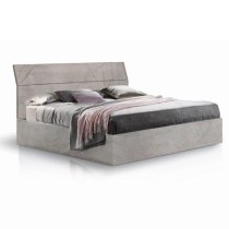 Mayon Wooden King Size Bed In Grey Marble Effect