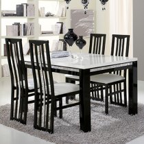 Regal Dining Table In Gloss Black And White With Cromo Details