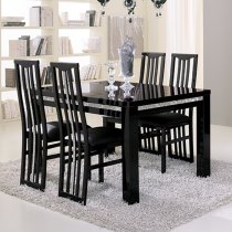 Regal Large Dining Table In Gloss Black With Cromo Details