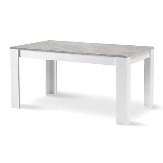 Lorenz Large Dining Table In Gloss White And Grey Marble Effect