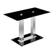 Jet Small Black Glass Dining Table With Chrome Supports