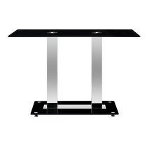 Jet Small Black Glass Dining Table With Chrome Supports