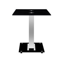 Jet Small Black Glass Dining Table With Chrome Supports