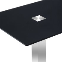 Jet Small Black Glass Dining Table With Chrome Supports