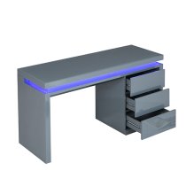 Emerson High Gloss Computer Desk In Grey With LED Lighting