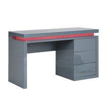 Emerson High Gloss Computer Desk In Grey With LED Lighting