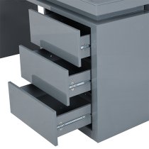 Emerson High Gloss Computer Desk In Grey With LED Lighting