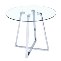 Melito Round Glass Dining Table With 2 Ravenna Grey Chairs