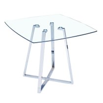 Melito Square Glass Dining Table With 2 Petra Grey White Chairs