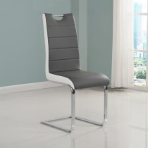 Melito Square Glass Dining Table With 2 Petra Grey White Chairs